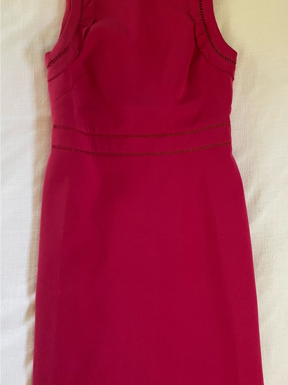 Ann Taylor Ruffle Doubleweave Sheath Dress in Bollywood Pink